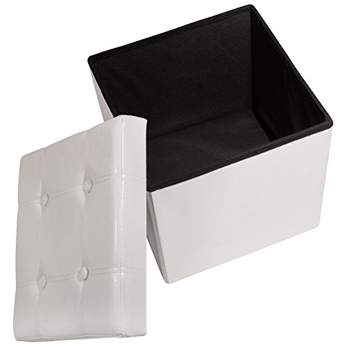 TecTake 38x38x38 cm Faltbarer Sitzhocker Aufbewahrungsbox Sitzwürfel mit Stauraum Kunstleder weiß - 5