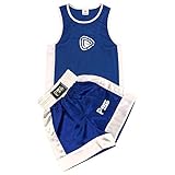 KIDS BOXING UNIFORM 2 PICES SET (TOP & SHORT) BLUE-WHITE, 09 TILL 10 YEAR OLD KIDS