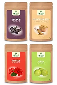 YASHU Pure Hibiscus Shikakai Fenugreek Seed Amla Organic Powder for Dry & Damaged Hair | For Men & Women (400g)
