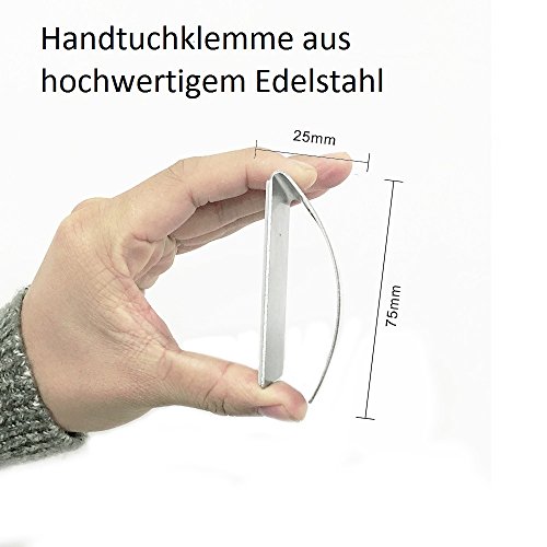 Handtuchklemme Selbstklebend aus Edelstahl 75 x 50 mm in Silber (4stk) - 2