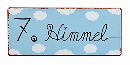 Schild mit Spruch 7. Himmel L ca. 30 cm Metall Wanddekoration Blechschild Nostalgieschild Wandbild