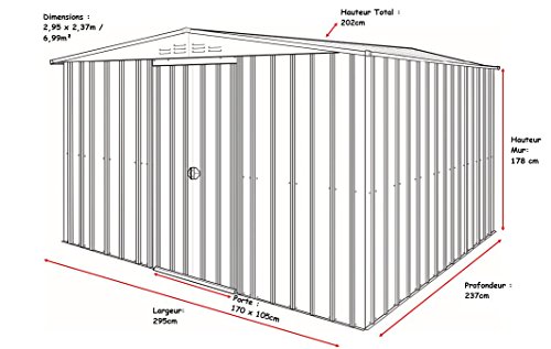 CLEMENS HOBBY TEC Stahlgerätehaus Globel Industries A7, BxT: 307×245 cm, mit Satteldach anthrazit - 10