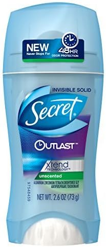 Secret Deodorant Outlast Invisible Solid Unscented 2.6oz (2 Pack) by Secret Deodorant