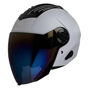 Steelbird Air SBA-3 Dashing White Helmet with Iridium Blue Visor, 600mm