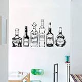 tong99 Stickers muraux Bouteille de Whisky Irlandais Vinyle Autocollant Mural Motif en Verre d'alcool Cuisine Bar de Nuit Amovible décoration de la Maison 42 x 82 cm