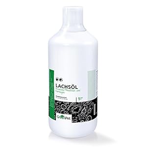 Aceite de Salmón para Perros, Gatos y Caballos (1 Litro) | Con Ácidos grasos OMEGA 3. Puro 100% Natural | Ideal como Complemento Alimenticio Diario y Suplemento de Dietas BARF