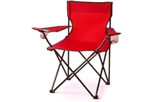 AMD Nexus Camping Chair Lightweight Folding Cup Holder Carry Bag 100kg Capacity (Pack of 1, Red)
