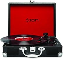 ION Audio Vinyl Motion Audio Record Player - Portable vinyl turntable with USB digital conversion Audio, rechargeable battery and stereo speakers - Black