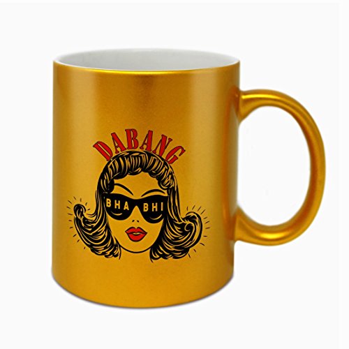 Indigifts Sister in Law Gift Dabang Bhabhi Quote Printed Golden Coffee Mug 330 ml - Gifts for Sister in Law, Sister in Law Birthday Gift, Bhabhi Rakhi Gift, Bhabhi Birthday Gift, Raksha Bandhan Gift