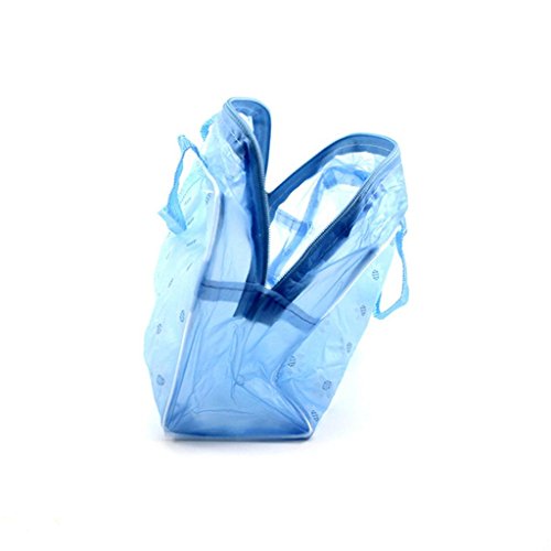 Damen Wasserdicht Blumen Transparent Make-up Tasche Kosmetik Beutel Bade Blau - 2