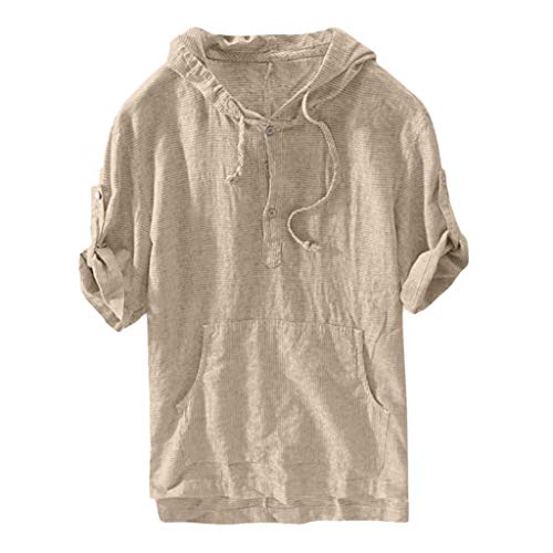 Preisvergleich Produktbild BHYDRY Herren Baggy Loose Pocket Gestreifte Kapuze Kurzarm Retro T Shirts Tops