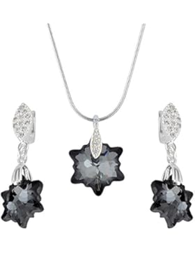 Swarovski Elements Silber Nacht Edelweiß Schmuck-set Sterling Silber