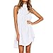 Produktbild Trada Sommerkleid, Damen Elegant Urlaub unregelmäßige Kleid Damen Sommer Strand ärmelloses Party Kleid Minikleid Kurz Hemdkleid Blusekleid Drucken Kleider Partykleid Cocktailkleider (L, Weiß)