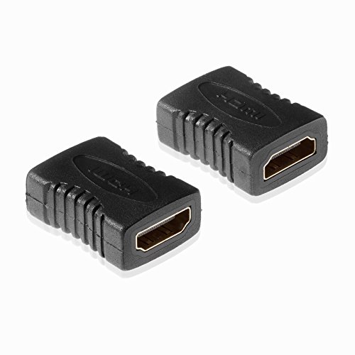 Poppstar 2x HDMI Adapter Kupplung (Buchse auf Buchse, Full HD 1080p, 4k UHD 2160p), HDMI Kabel Verlängerung - Verbindung, schwarz, vergoldete Kontakte