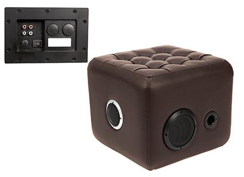 Preisvergleich Produktbild Boom Ottoman Bluetooth Lautsprecher Sound Cube - Integrierte Subwoofer und Stereo Lautsprecher, Lautstärke, Bass & Audio Jack (Chocolate Brown)