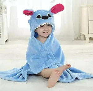 MK Lommtex Soft Hooded Baby Bath Robe Towel for Childs /Baby Girls / Baby Boys Upto 2 Years (Firozi Lemurpapa)