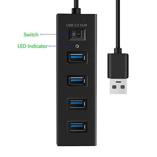 Usb Hub Super Speed 4 Port USB 3.0 Hub Extra Leicht Verteiler bis zu 5Gbs für Apple MacBook,Windows Laptops und Ultrabooks,Tablet-PC und Smartphone(Schwarz ) - 2