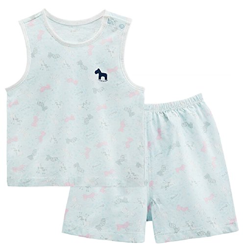 Infant Vest&Shorts 2 Pieces Baby Toddler Underwear Set Printing Blue 6-9M