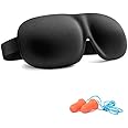 Mascherina per Dormire per Donna e Uomo, Trilancer Mascherina per Occhi, Maschera da Notte 3D con Tappi per le Orecchie(Nero)