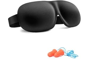 Mascherina per Dormire per Donna e Uomo, Trilancer Mascherina per Occhi, Maschera da Notte 3D con Tappi per le Orecchie(Nero)