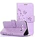 Produktbild ISENPENK Neu Design für Samsung Galaxy J5(2016)/J510FN/Galaxy J5 Duos (2016) Hülle,Schmetterling Butterfly Serie 3-in1 Bunt Leder hülle,Leder PU Lederhülle Muster Pattern Flip Hülle Case Bookstyle Cover Schale Standfunktion Etui Schutzhülle Tasche Credit Card Slots Wallet Case Leder Tasche Schutzhülle[Lila]