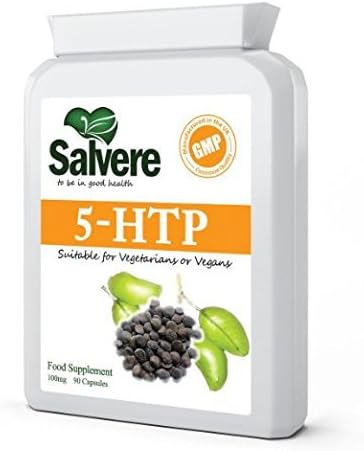 5 HTP 200mg Increase Levels of Serotonin &amp; Enhance Mental and Emotional Well-being, Alleviates Insomnia, Anxiety, Headaches, Psychiatric Disorders, &amp; Fibromyalgia, An Appetite Suppressant, Weight Loss Agent and Natural Sleep Aid, 90 Capsules
