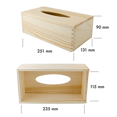 Universal Box aus Holz für Kosmetiktücher – Kiefer Naturbelassen Unbehandelt – ca. 25 x 13 x 9 cm – Venkon - 3