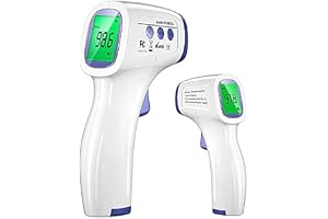 DR VAKU Infrared Digital Thermometer For Fever, Non-Contact Laser Infrared Thermometer Temperature Gun [Battery Included] - White and Blue, Plastic