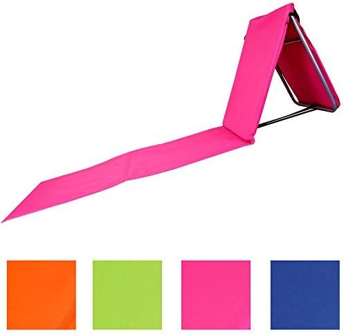 Foldable Beach Chair with Backrest and Bag in 4 Summer Colors Model " Relax " incl. Our Popular Laundry Bags - pink, 157 cm x 55 cm