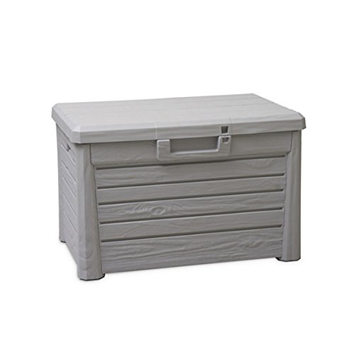 KREHER Sitztruhe, Kissenbox „Florida“ in Hellgrau. Mit 120 Liter Nutzvolumen und abschließbarem Deckel mit Gasdruck-Federn. Maße 73 x 50,5 x 46,5 cm - 4