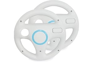 smardy 2x Volante de Carreras Blanco Racing Wheel Compatible con Nintendo Wii U Remote Controller para Mario Kart Game, Juegos de Conducción