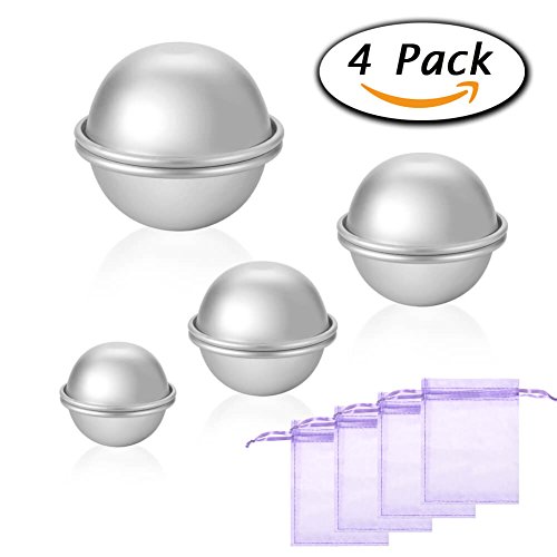Paxcoo 4 Set Metall Bad Bombe Schimmel mit 4 Größen 8 Stück DIY Kit für Crafting Your Own Fizzles