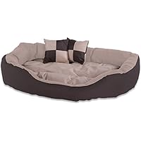 dibea DB00111 Hundebett - Hundekissen, Hundesofa abwischbar mit Wendekissen, 85 x 70 x 20 cm, braun/beige