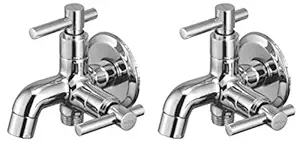 Drizzle Tarim 2 in 1 Bib Cock Brass, Bathroom Tap, Quarter Turn, Foam Flow (Pack of 2 Pieces)