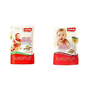 Luvlap Anti-Bacterial Baby Accessories and Vegetable Combo Pack (Detergent Refill 1000ml + Cleanser Refill 1000ml)