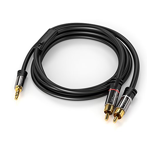 KabelDirekt Cavo RCA a Jack Y ([3m Coassiale Audio Stereo 2 Connettori RCA Maschio su 1 Connettore 3.5mm Jack Maschio, PRO Series] adatto per [collegare lo smartphone all'impianto hi-fi])