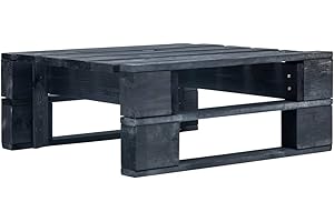 vidaXL Mesa Centro Palets Jardín Otomana Palés Exterior Reposapiés Mueble Pallet Patio Terraza o Interior Madera Pino Impregnada Certificada Negro