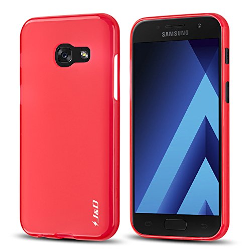 Galaxy A5  2017 Version  Funda  J D  Coj  n Fino   Parachoques Ligero   Protecci  n contra Ca  das  Resistente Funda TPU Protectora para Samsung Galaxy A5  Release in 2017  - Rojo