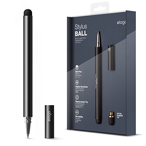 elago Stylus Ball for iPhone 3GS/4/4S, iPad and Galaxy -World First Replaceable Tip (Extra Rubber Tip included) - Black