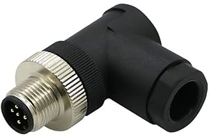 bayzconn M12 5 Pôles Mâle Connecteur, IP67 Étanche A Codés 90 ° 5 Broches sur Place à Vis Capteur 12mm M12 5 Core Connecteurs Ronds Accessoires pour l'automatisation Industrielle 125V 4A AC/DC
