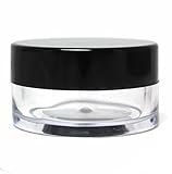 3 x 10mL CLEAR PLASTIC JAR POTS with BLACK SCREW LIDS for Nail Art Glitter Make Up Cosmetic Travel Creams
