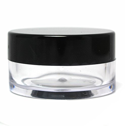 3 x 10mL CLEAR PLASTIC JAR POTS with BLACK SCREW LIDS for Nail Art Glitter Make Up Cosmetic Travel Creams