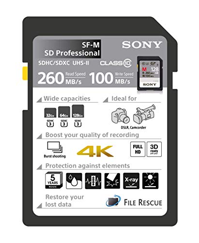 Sony 32GB SDHC Secure Digital Flash Memory Card - EXTRA PROfessional Series Class 10 UHS-II/U3 (Read 260MB/s Write 100MB/s) - SF32M