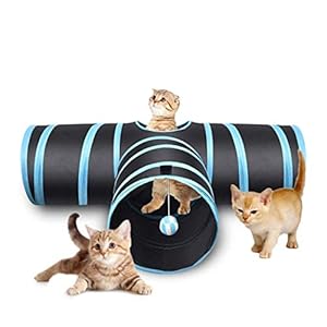 Fantiff – Juguete plegable de tres túneles para gatos, túnel, juguete interactivo para mascotas