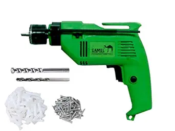 CAMEL BRAND 13mm 500w Electric Drill Machine with 2 Pieces Wall, Metal Drill Bit and Screw Fastners