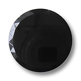 Material: Glas Knopfparadies - 3er Set attraktive große schwarze flache Ösen Glasknöpfe mit facettiertem Rand / Schwarz glänzend / Glas Knöpfe / Ø ca. 27mm
