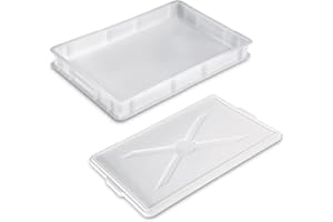 VIRSUS Cassetta con Coperchio per impasti Pizza e Pane HD1, misura 60x40x10 cm e capacità 20 Litri, colore neutro, Contenitore per alimenti, porta impasto per panetti (1 Cassetta + 1 Coperchio)