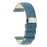Uhrenarmband 18mm Frauen Männer aus echtem Leder Uhrenarmbänder blau mit Metallschnalle für Männer Frauen 18mm