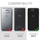 kwmobile Hülle für LG X power 2 - Wallet Case Handy Schutzhülle Kunstleder - Handycover Klapphülle mit Kartenfach und Ständer Grau Schwarz - 