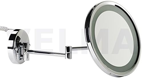 VELMA - AROUND - LED110 3x - Wonderfully lighted cosmetic mirror / magnifying mirror / men's shaving mirror / make-up mirror with latest LED technology + white LED diodes - 3x magnification - can be moved in all directions - can be folded right back to the wall - high gloss chromed brass - premium quality!